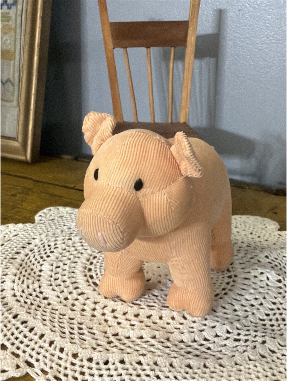 Vintage Baby Gap Corduroy Plush Stuffed Animal Pig Polly Oinks Working Rare